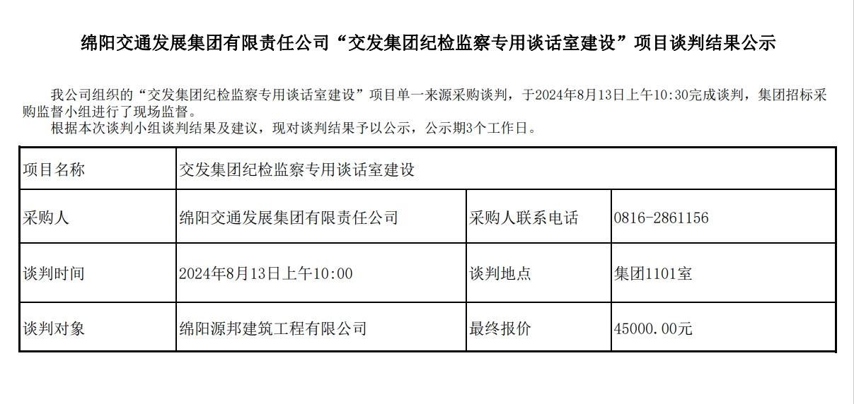 绵阳交通发展集团有限责任公司“交发集团纪检监察专用谈话室建设”项目谈判结果公示.png